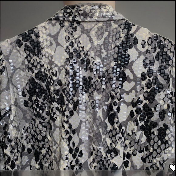 Ruby Rd Unique Shiny Abstract Shimmery Scales Embellished Full Zip Jacket Sz 8 - Picture 10 of 15